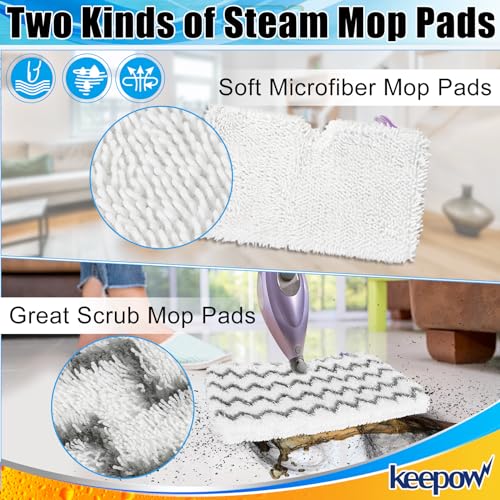 KEEPOW Steam Mop Pads Replacement Compatible with Shark S3500 Series S3501 S3601 S3550 S3901 SE450 S3801CO S3601D S2901 Steamer Pocket Mop Washable Microfiber for Floors Cleaner, 2+2 Pack
