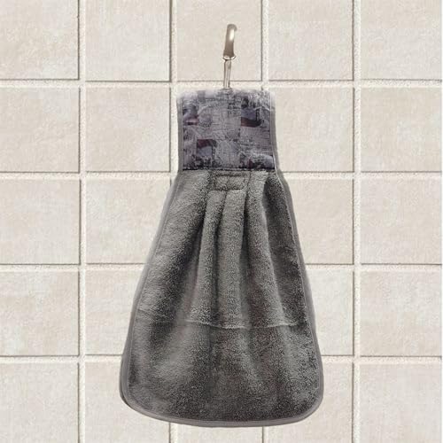 Image of Hand Towel with Loop | 600 GSM | Hanging Napkin for Wash Basin, Kitchen Sink, Bathroom| Pack of 3 in (Grey, Blue and Tan) | Assorted