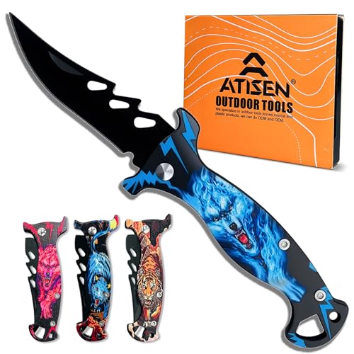 Folding Knife 4 Pack – Large Folding Gift Knives for Men – EDC Outdoor Knife Set for Camping, Survival, Hunting Gear