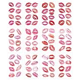 96 Pcs Valentines Lip Temporary Tattoos, Red Pink Lip Print Kiss Face Tattoo Stickers Body Decorations for Girls Kids, Birthday Party Decorations
