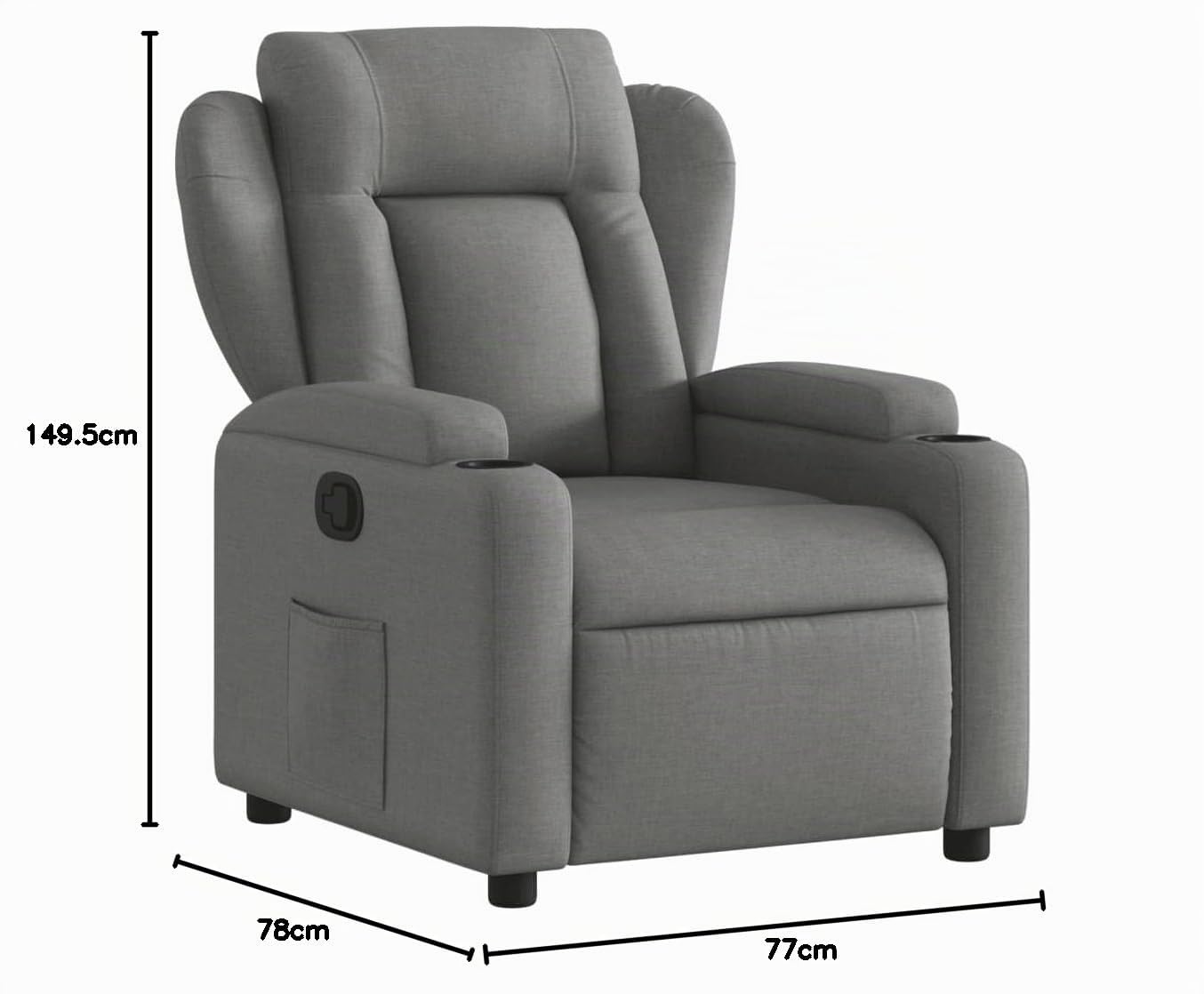 ARKEM Sillón reclinable de Tela Gris Oscuro Sofa Individual Sillon Masaje Relax Sofa 1 Plaza - 372404