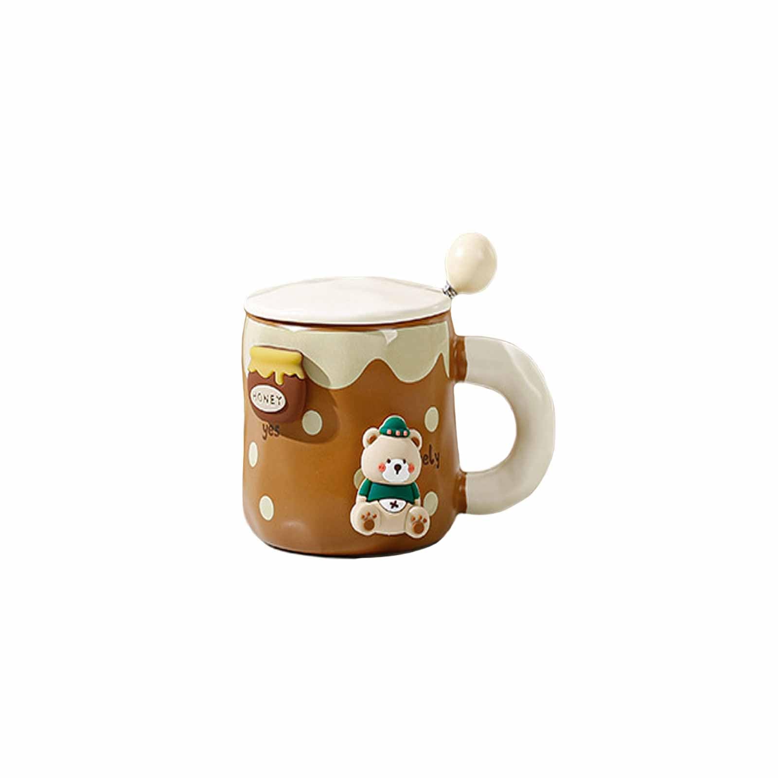 Amazon.co.jp: マグカップ 可愛い蓋付き 動物 400ml大容量 クマ