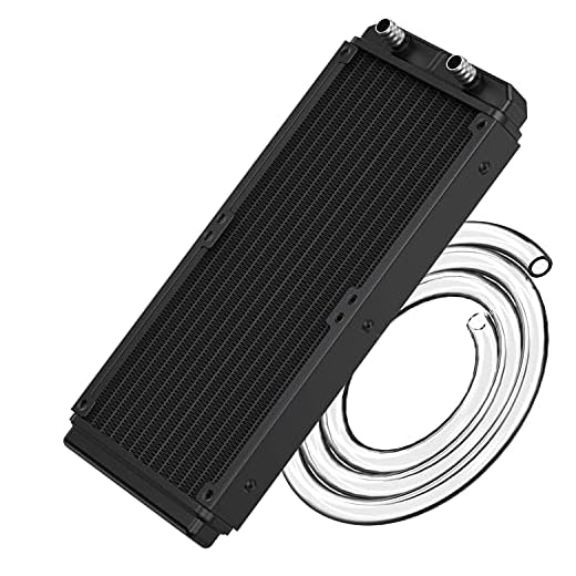 Clyxgs Water Cooling Radiator, 12 Pipe Aluminum Heat Exchanger Radiator with Tube for PC CPU Computer Water Cool System DC12V 240mm
