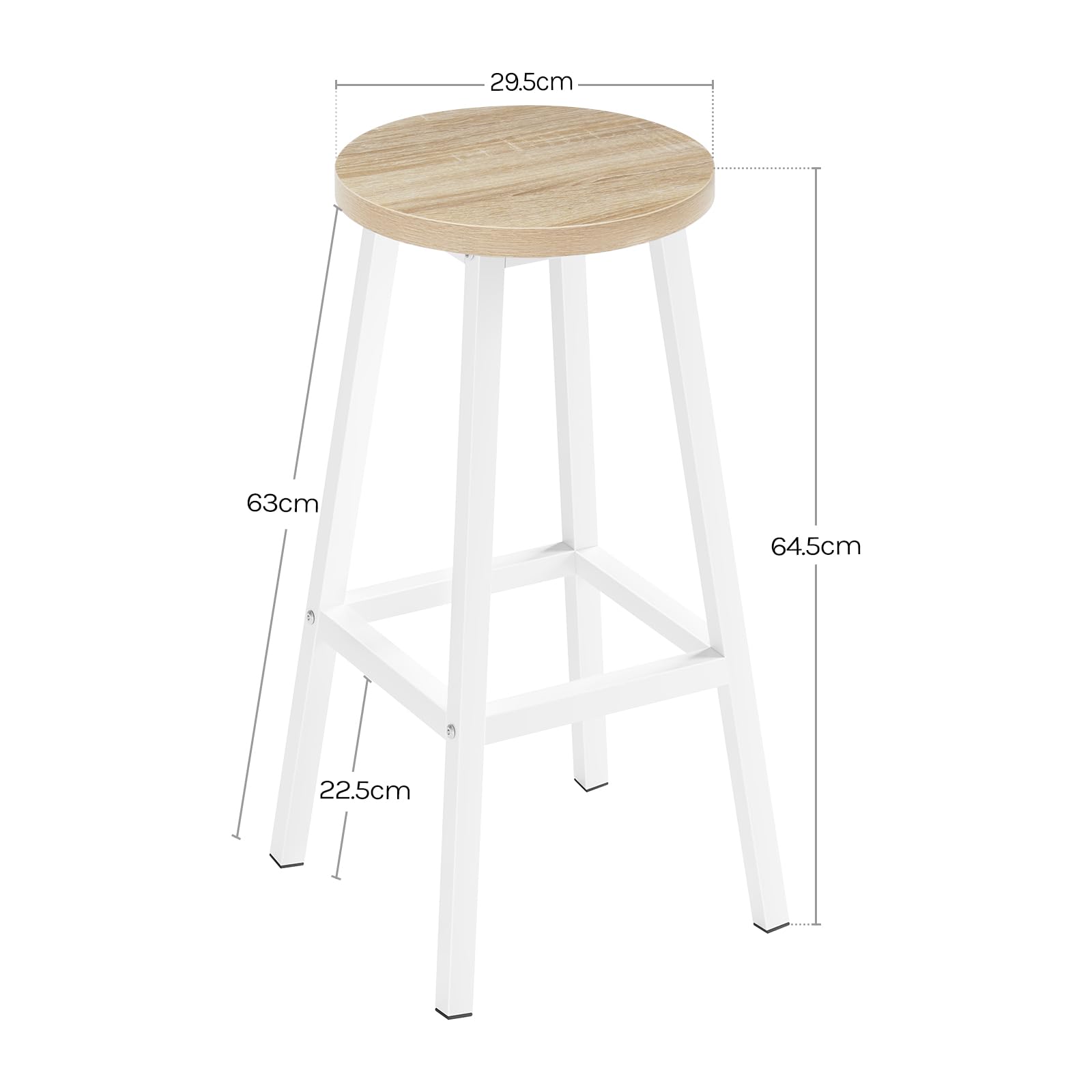 Sgabello da Bar Set di 2, Sgabello da Cucina con Poggiapiedi, Sgabello Alto in Stile Moderno/Industriale per Bar, Caffè, Isola della Cucina, Legno chiaro