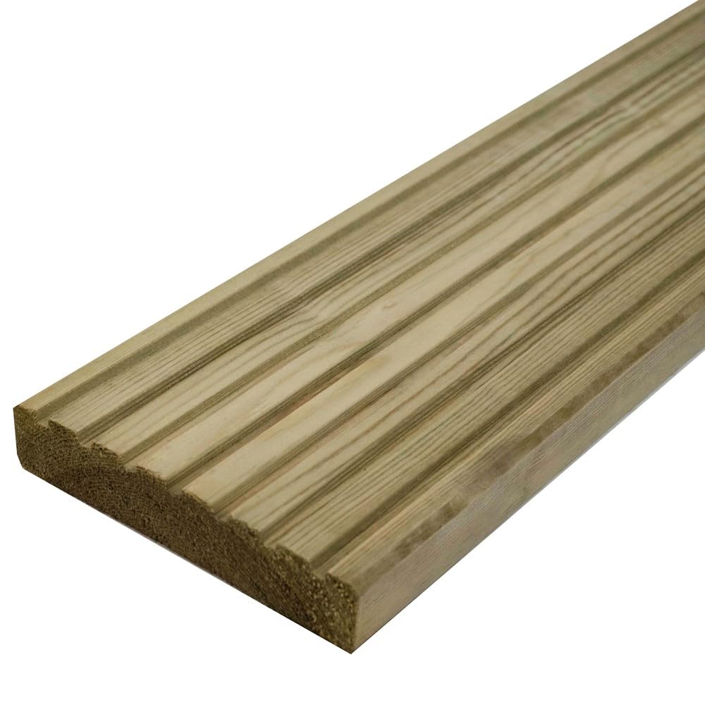 Arbor Deck Pressure Treated Deck Board, 125mm x 2.4m, Grooved Surface (1 Length @ 2.4m) (8)