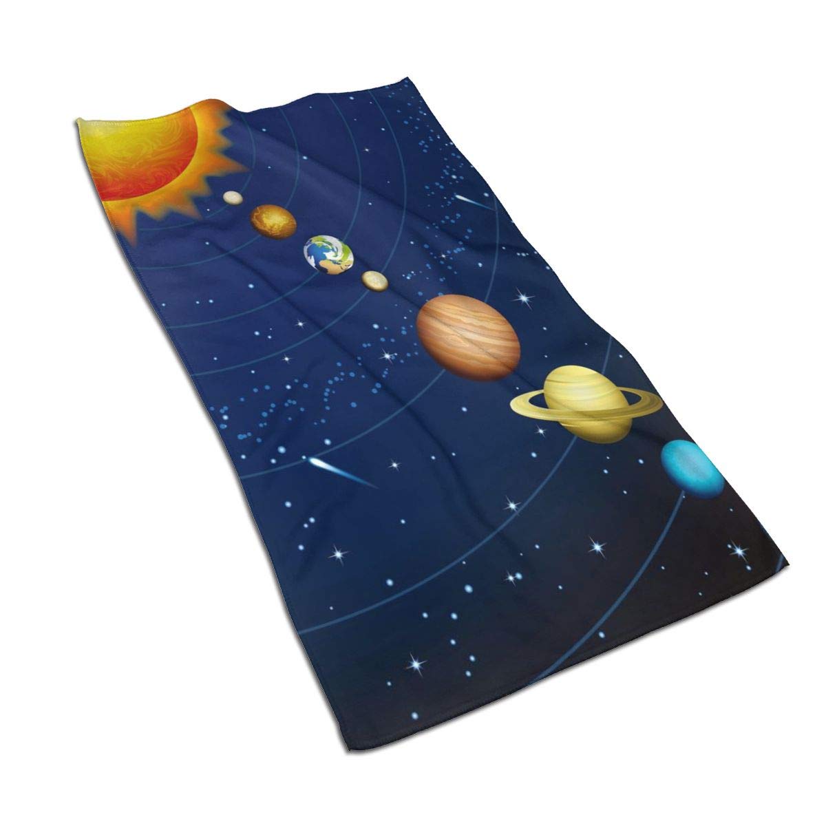 Hdadwy Solar System 9 Planets Illustration Soft Hand Towel Bath Hand Towels Washcloth For Home/Beach/Yoga 27.5" X 15.7"