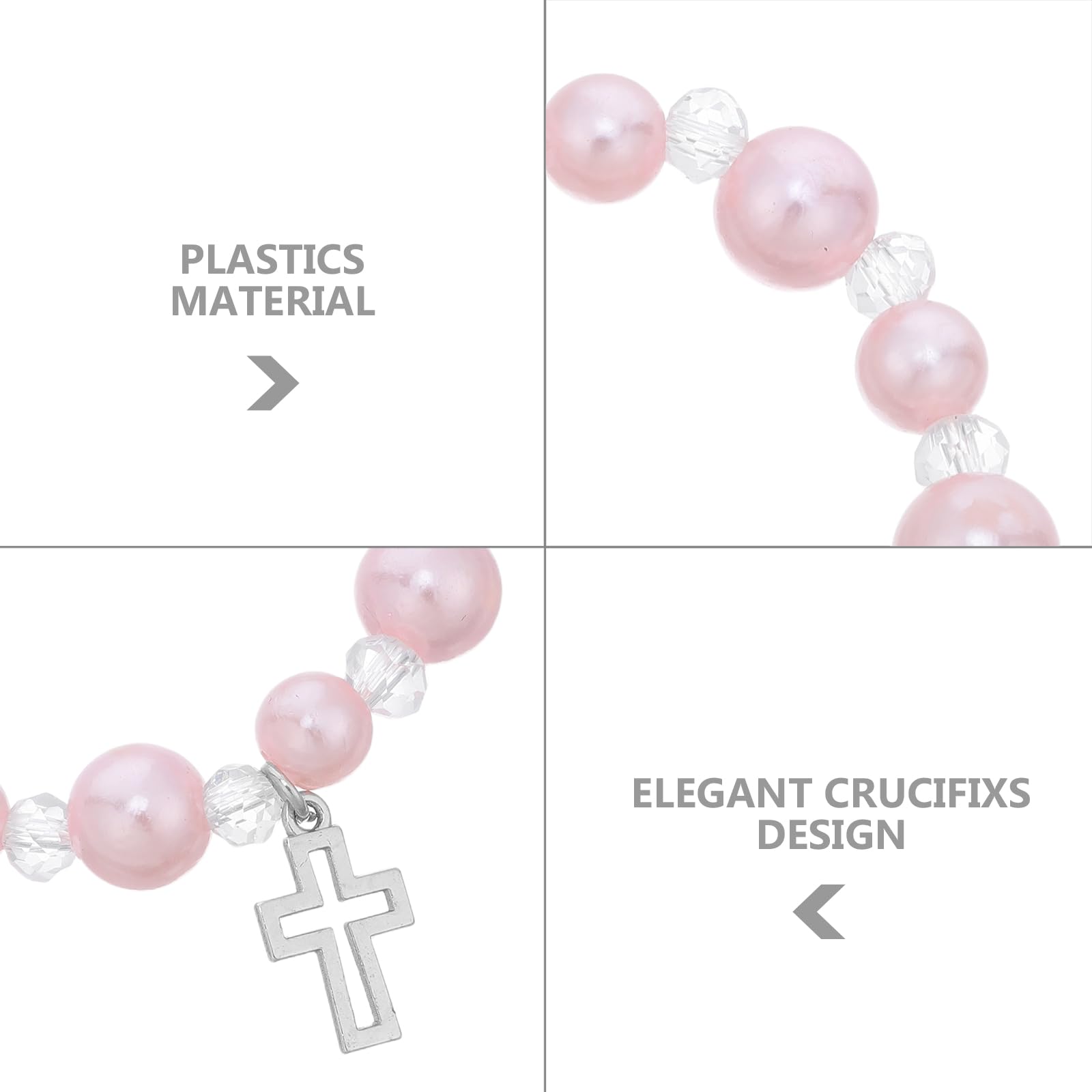 Set Bomboniere Battesimo Con 20 Braccialetti Rosario in Perle Finte E Sacchetti Organza 3.35X2.36In Regali Religiosi Per Prima Comunione Cresima Matrimonio E Eventi Cattolici