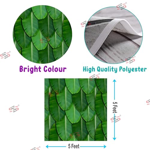 Image of S2S Banana Leaf Backdrop Cloth | for Pooja Decoration Traditional Background Curtain Cloth | 5 Feet Height & 5 Feet Width
