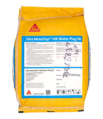 Image of Sika Monotop 108 Water Plug | Fast Setting Waterproofing Mortar for Instantly Plugging Active Leaks in Basements, Tanks & Concrete Walls | 5kg