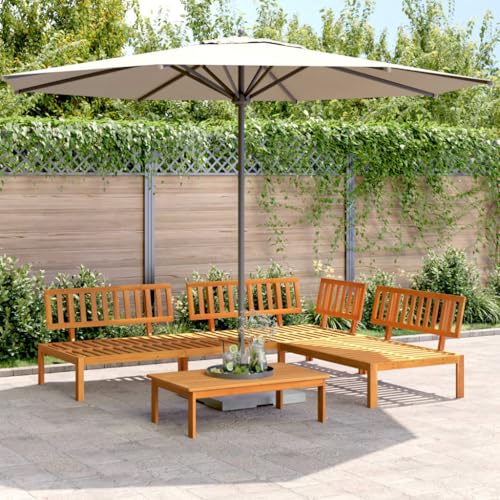 Gecheer Set de sofás de palets de jardín 4 pzas Madera Maciza de Acacia,Conjunto de Sofá Taburetes Sofa Jardin Exterior Sofas Exterior,Sofá Esquinero,Sofás Patio