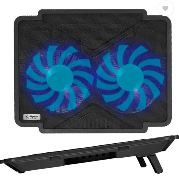 SmartBuyErgonomic FKCPK17 Laptop Cooling Pad 2 Fans Adjustable Height Black (Renewed)