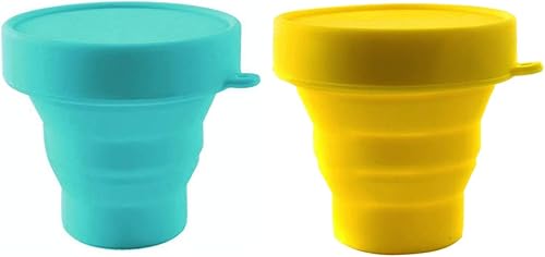 Taza de silicona plegable de esterilización para copas menstruales y almacenamiento de tu copa Diva, plegable para viajes (azul cielo y amarillo)