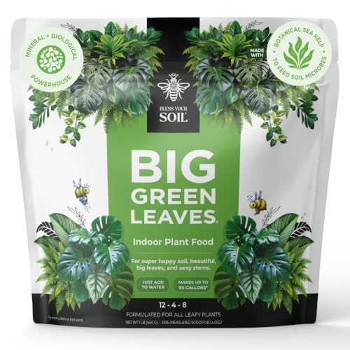 Big Green Leaves Indoor Plant Food &ndash; 4X Concentrated Houseplant Fertilizer with Sea Kelp &ndash; Makes...