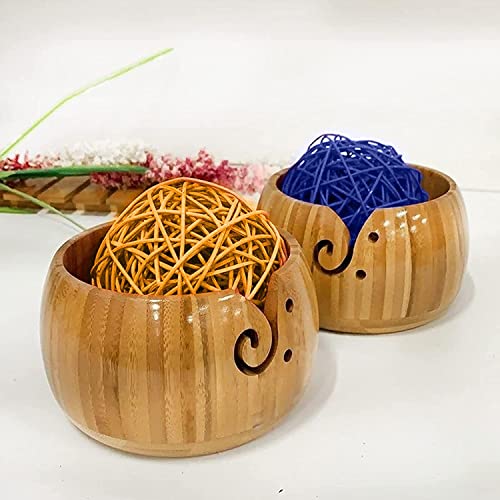 Wooden Knitting Bowl Handmade Needle And Thread Yarn Ball Storage Bowl Craft Knitting,Wool Knitting Storage Bowl For Knitting And Crochet (Varnish Pine) #TOP1