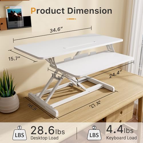 Image of JOY worker 35 inch Standing Desk Converter, Height Adjustable Stand Up Riser