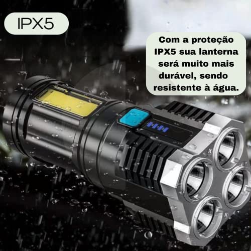 Lanterna Led Recarregável De Super Potente 4 Leds Para Camping Lanterna Portátil De 4000 Lúmens, A P