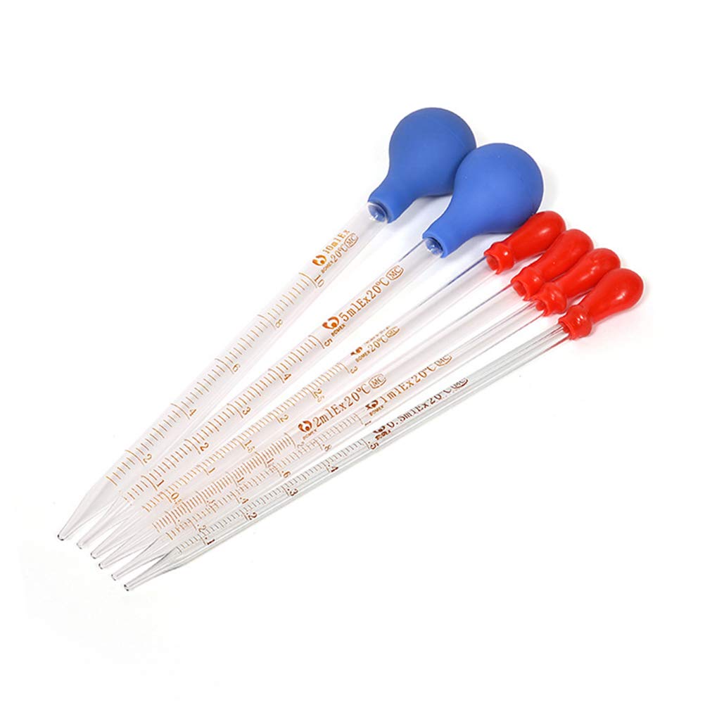 Buy 6pcs Glass Pipettes Glass Lab Dropper 0.5ml 1ml 2ml 3ml 5ml 10ml