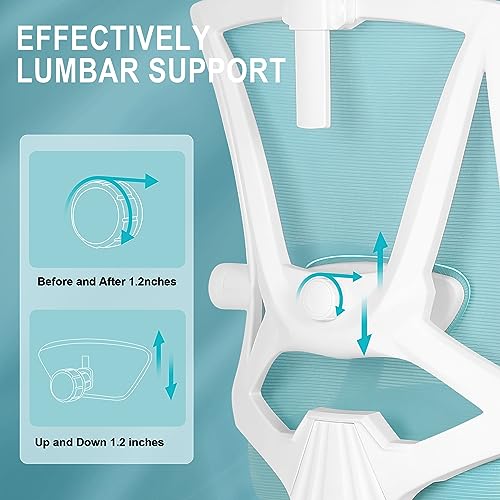 Misolant Ergonomic Office Chair with Footrest, Ergonomic Desk Chair with Adjustable 2D Lumbar Support, High Back Computer Chairs with Adjustable Headrest, Blue Comfortable Executive Office Chair