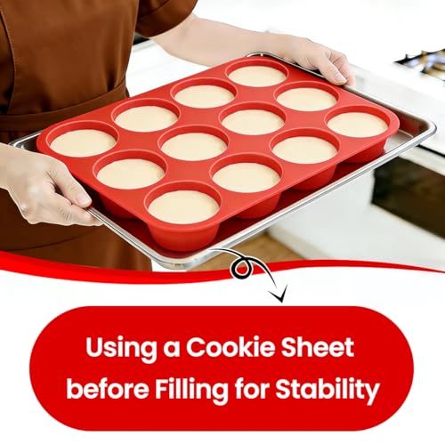 Image of CAKETIME Silicone Muffin Pan 3 Pack Regular 12 Cup Muffin Tin for Baking Banana Muffins Cupcakes Egg Muffins
