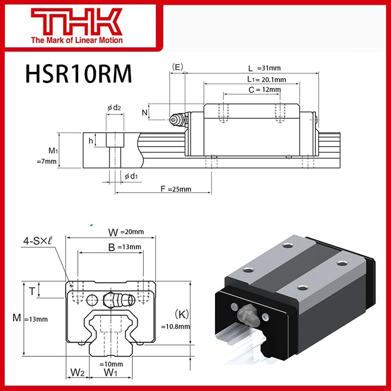 HSR10RM Technical Drawing with Dimensions