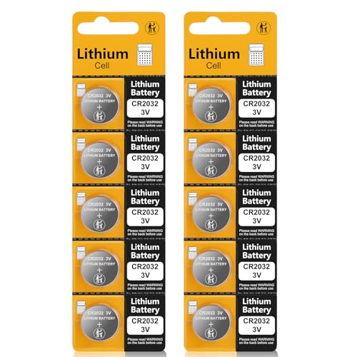 Fitinoch 10 Pack 3 Volt CR2032 Lithium Batteries, 3v Button Cell Coin 2032 DL2032 ECR2032 Battery for Airtag, Car Remote Key