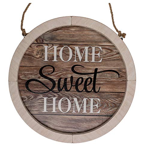 Letrero de madera natural, Home Sweet Home,con cordon de yute para colgar, aprox. 32 cm.