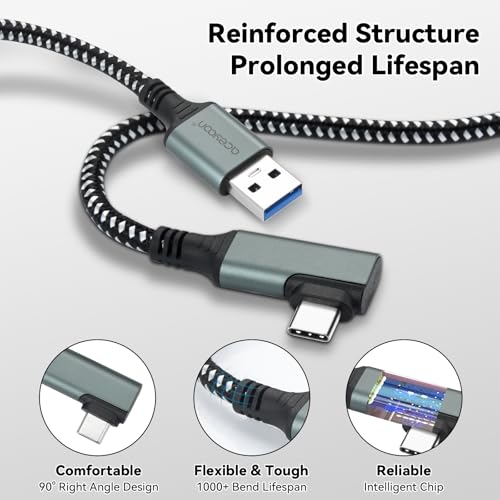 aceyoon 6M/20FT Link Cable with Charging Port for VR Headset, 2 in 1 USB 3.0 USB C Cable 90 Degree 5 Gbps Data Transfer for Oculus Meta Quest 3/2/1/3s Pro and Pico 4, PC Steam VR Accessories - Image 5