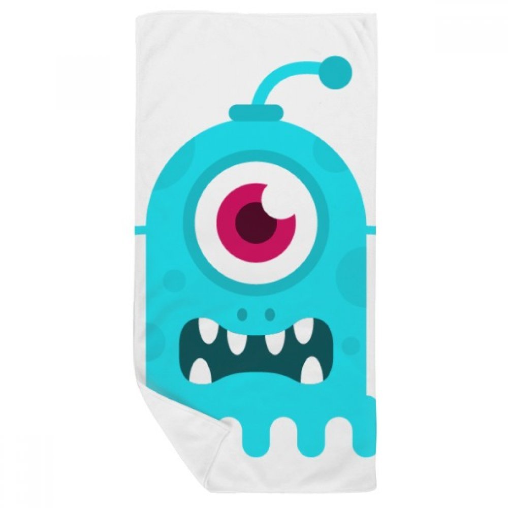 Serviette de bain univers et alien cyclope bleu 35x70cm en tissu multicolore doux