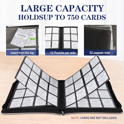 Image of Card Binder - 720 Capacity, Zippered Trading Card Holder for MTG, Sports & Collectible Cards - Acid-Free, Durable & Travel-Friendly Storage (Pink dots, 12 Pocket)