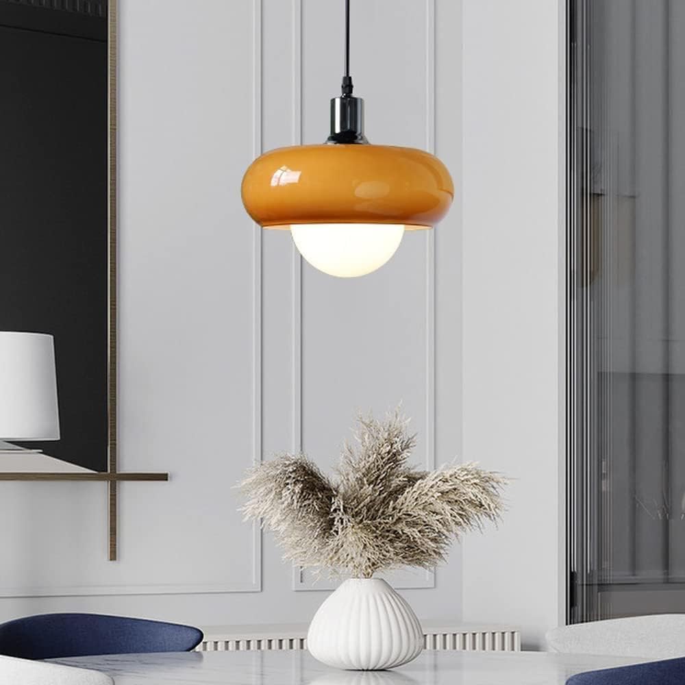 LYMSXAZOU Amber Glass Chandelier - Elegant Pendant Light Fixture for Dining Room, Kitchen Island, and Living Room Adjustable Height Farmhouse Lighting