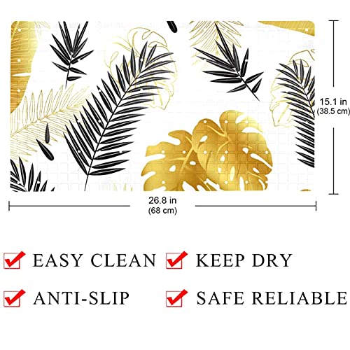 Tapis de salle de bain antidérapant noir doré avec ventouses de sécurité