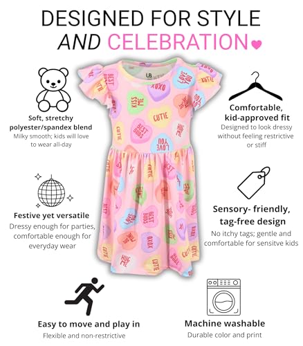 Image of Unique Baby Girls' Short Sleeve Everyday Printed Dresses for Kid and Toddler, Sizes 2T-12Y