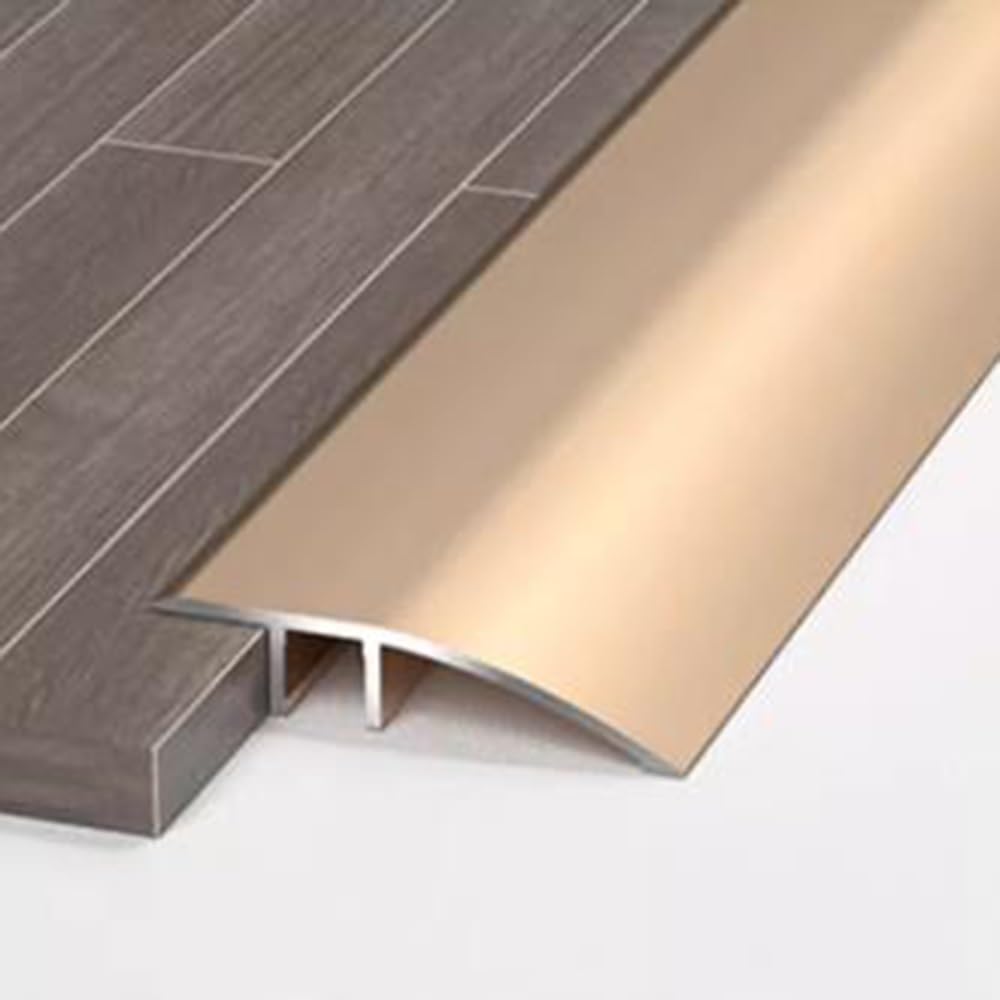 Floor Transition Strip 35.4in/90cm Threshold Strip Aluminum Transition Edging Trim Black Threshold Ramp for Joining Floor Gaps Carpet Tiles(Gold)