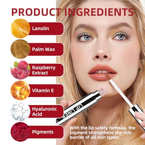 Ganbaro Lip Liner, Removable Lip Liner Pencil, Detachable Lip Liner, Peel off Lip Liner, Lip Liner Stain, Long Lasting Lip Stain Peel Off, Peel off Lip Stain, for All Skin Types (Dark Brown+burgundy) - Image 6