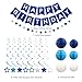 meowtastic Birthday Decorations, Happy Birthday Banner with Honeycomb Balls, Stars Hanging Swirl Streamers, Circle Dots Garland, Happy Birthday Party Decorations for Women Men Boys Girls (Blue)