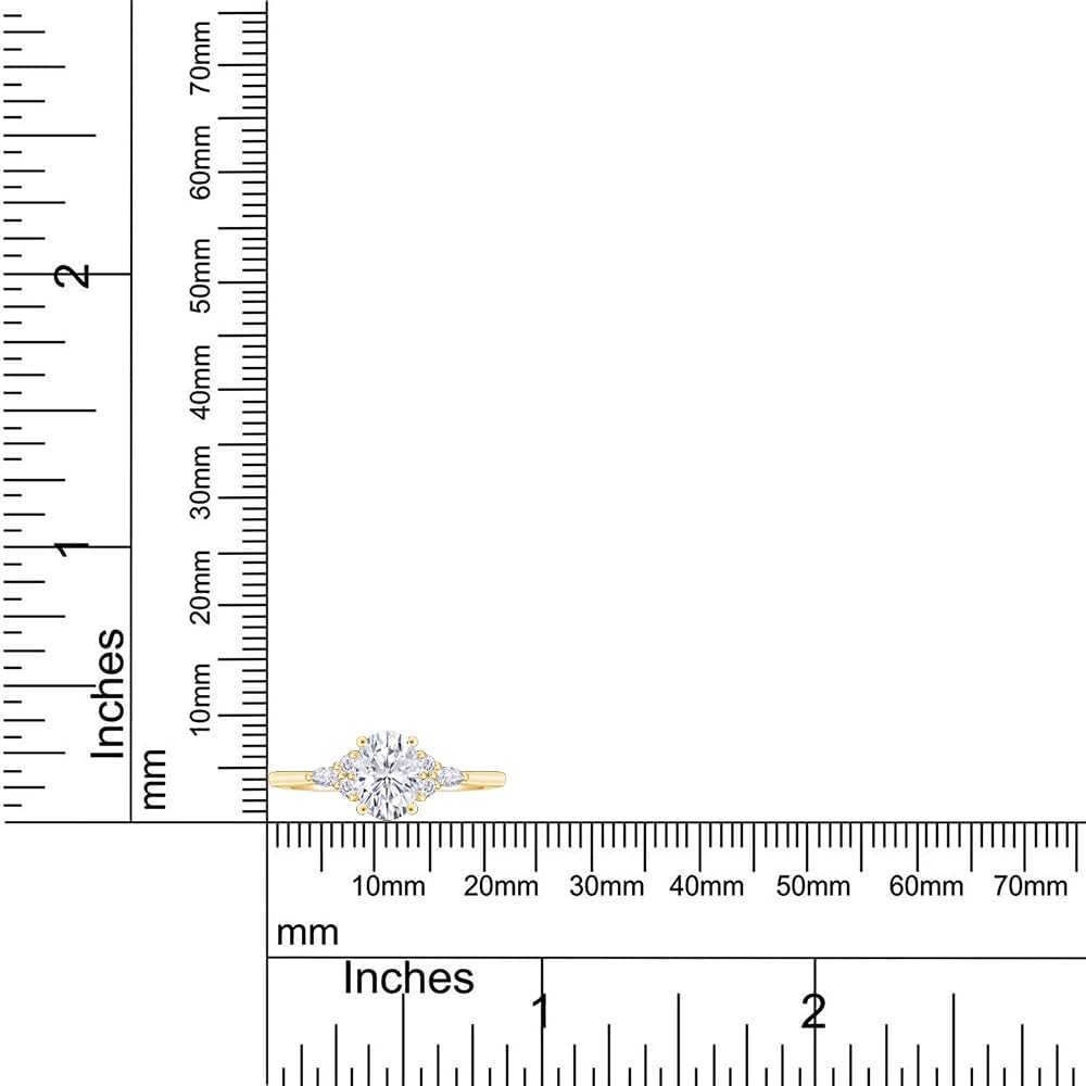 SAVEARTH DIAMONDS 9/10 CT Center 7X5MM, Lab Created Moissanite Diamond & Lab Grown Diamond Solitaire Engagement Ring In 14K Gold Over Sterling Silver(0.90 Cttw), Gift For Her