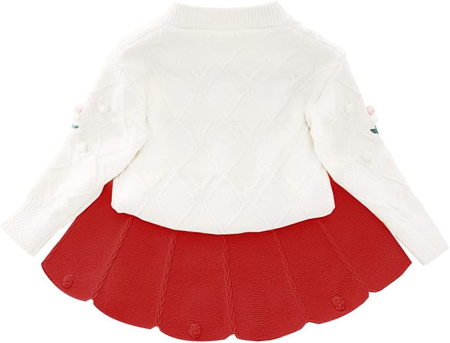 Baby Girls Autumn Winter Clothes Knit Long Sleeve Ruffle Sweater+Pleated Mini Tutu Skirt 2pcs Outfit