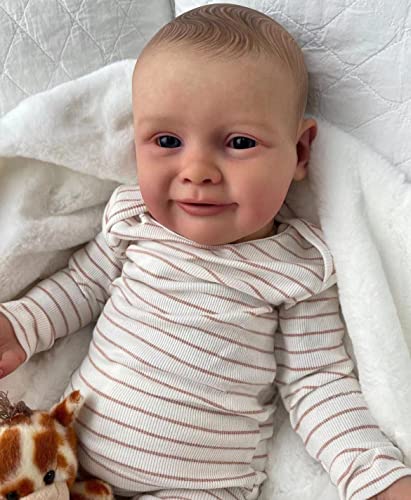 Zero pam 24 Zoll Lebensecht Reborn Puppe Junge Realistisch Neugeborene Babypuppe 60 cm Silikon Puppe Lebensecht Reborn Toddler (Schlieren)