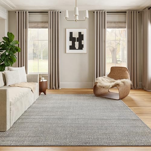 nuLOOM 6x9 Elfriede Jute & Cotton Hand Woven Area Rug, Grey, Solid Rustic Farmhouse Style, Weaved Design, Natural Fiber, For Bedroom, Living Room, Dining Room, Hallway, Office, Entryway