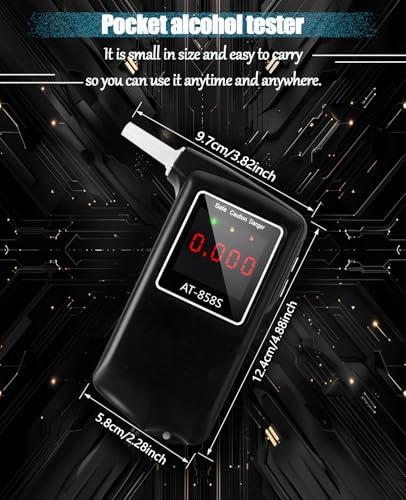 Image of 2026 Portable Breathalyzer, Easy-to-Use Alcohol Tester with Backlit Display - Ideal for Home Use, Parties, and Special Events, Professional Alcohol Tester with 10Pcs Mouthpieces