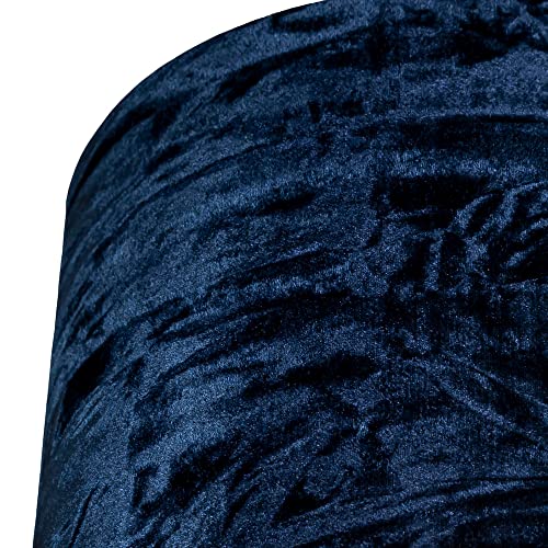 Modern and On-Trend Vivid Midnight Blue Crushed Velvet Fabric 8" Table or Pendant Circular Drum Lampshade with Shiny Copper Inner - Image 3