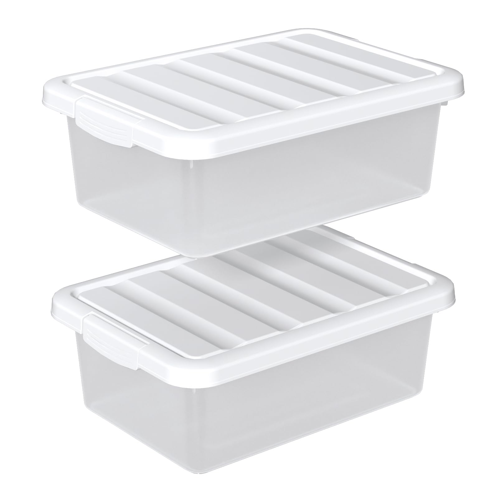 Tyminin 14 Litre 2 Pack Clear Storage Latch Bins, Plastic Storage Box with Lid