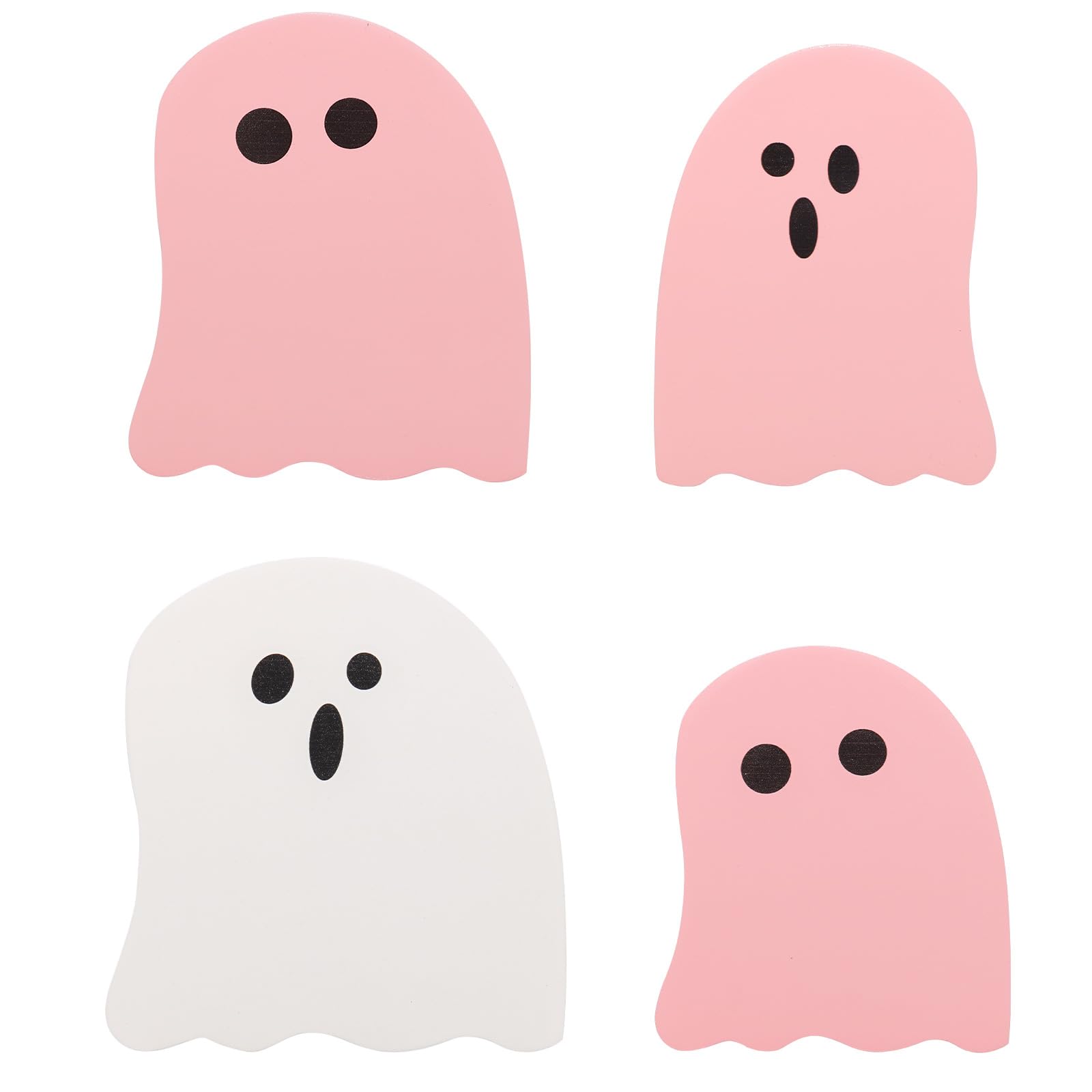 YWLUUOO Whimsical Halloween Wooden Ghostly Ornaments Easy to Display Safe Home Classroom Decoration 4Pcs Ghostly Ornaments