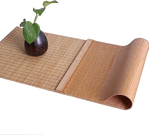 テーブルランナー Table Runner 竹 和風 レトロ テーブルマット 幅 30cm 40cm 50cm 竹茶マット ボーダー付き 防水 ティーマット ランチョンマット ホーム ティーハウス オフィス (Size : 40x150cm)