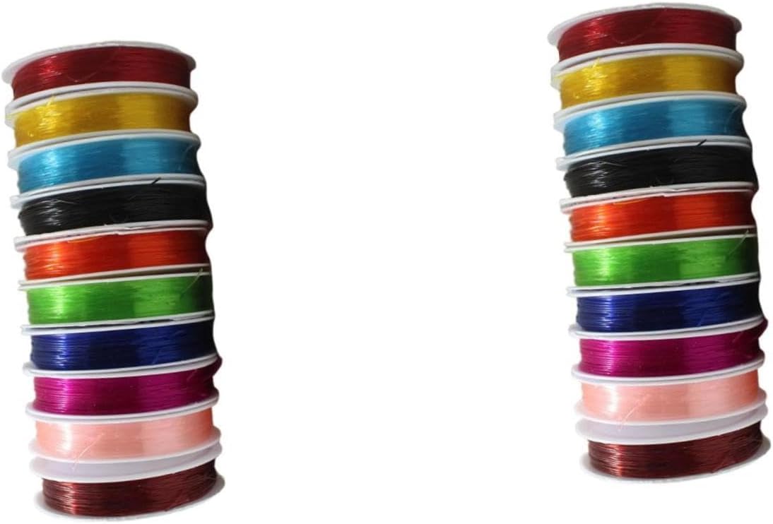 STOBOK 20rolls Transparent Elastic Cord Round Beading Wire for Jewelry Making and Flexible Thread for Crafts