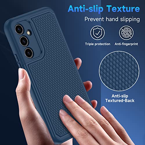 Huness Galaxy A54 5G Case & Tempered Glass Protector - Non-Slip Textured, Camera Protection, Blue #TOP4