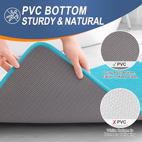 Image of OLANLY Thick Memory Foam Bath Mat Rug 30x20, Extra Soft Absorbent Bathroom Rug, Quick Dry Bath Mats, Non-Slip, Machine Washable Carpet for Bathroom, Tub and Shower, Home Decor Accessories, Aqua Sky