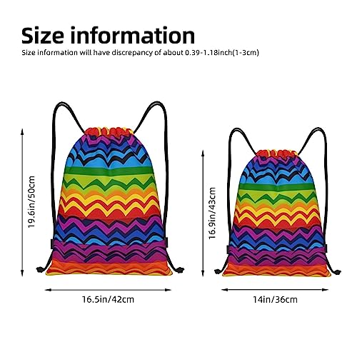 Gay Pride Rainbow Pattern Drawstring Backpack Draw String Bag Waterproof Sports Bag Gym Cinch Bags for Women Men, Medium, Black3