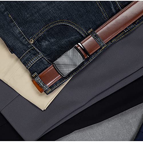 Image of Founders & C Men's Ratchet Belt 1 3 /8 inch,Leather Dress Belt Adjustable with Click Sliding Buckle Trim to Exact Fit