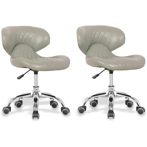 MAYAKOBA Set of 2 Nail Salon Pedicure Stool HugoII Pedicure Chair Short Adjustable Comfort Pneumatic Pump Salon Furniture & Equipment, Gray Diamond